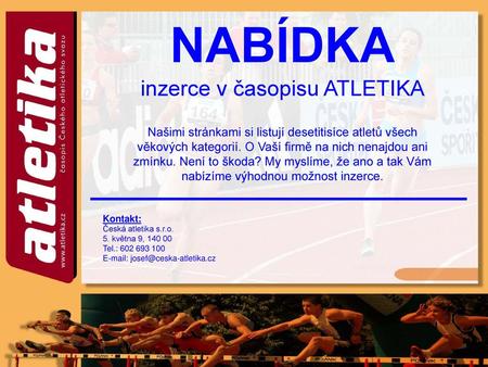 inzerce v časopisu ATLETIKA