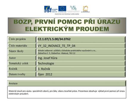 Bozp, první pomoc při úrazu elektrickým proudem