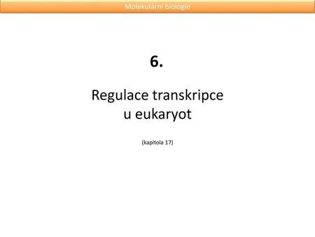 Regulace transkripce u eukaryot (kapitola 17)