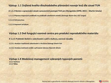 Výstup 1.X Modelový management vybraných typových porostů