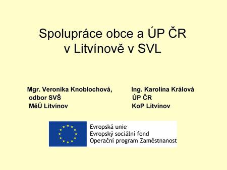 Spolupráce obce a ÚP ČR v Litvínově v SVL