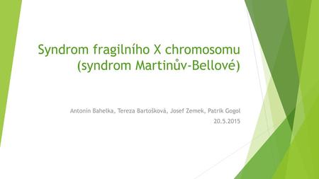 Syndrom fragilního X chromosomu (syndrom Martinův-Bellové)