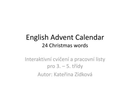 English Advent Calendar 24 Christmas words
