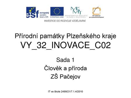 Přírodní památky Plzeňského kraje VY_32_INOVACE_C02
