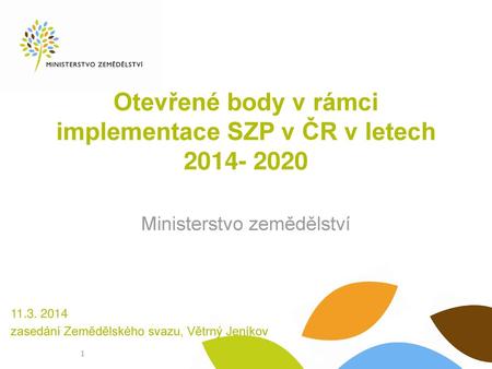 Otevřené body v rámci implementace SZP v ČR v letech