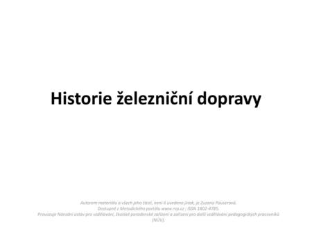 Historie železniční dopravy