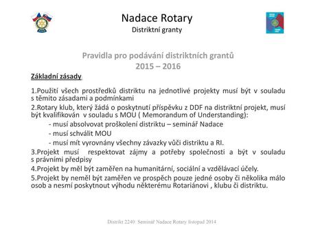 Nadace Rotary Distriktní granty