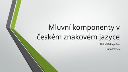 Mluvní komponenty v českém znakovém jazyce