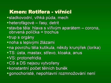 Kmen: Rotifera - vířníci