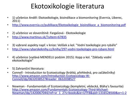 Ekotoxikologie literatura