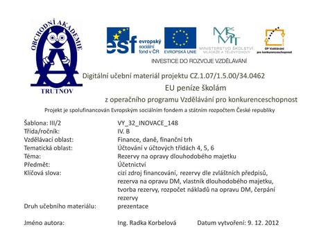Digitální učební materiál projektu CZ.1.07/1.5.00/