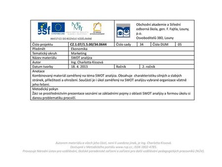 Obchodní akademie a Střední odborná škola, gen. F. Fajtla, Louny, p.o.