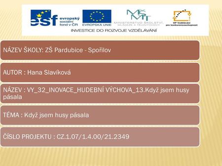 NÁZEV ŠKOLY: ZŠ Pardubice - Spořilov