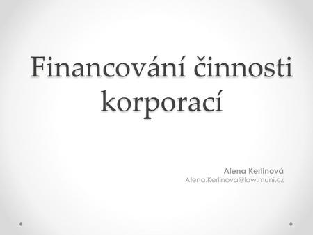 Financování činnosti korporací