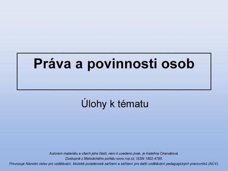 Práva a povinnosti osob