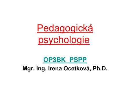 Pedagogická psychologie