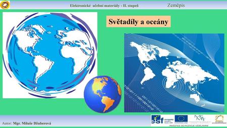 Elektronické  učební materiály - II. stupeň Zeměpis Světadíly a oceány
