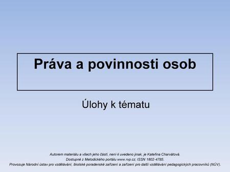 Práva a povinnosti osob