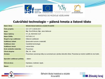 Cukrářské technologie – pálená hmota a listové těsto