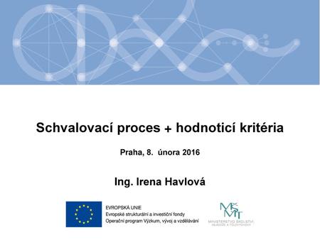 Schvalovací proces + hodnoticí kritéria