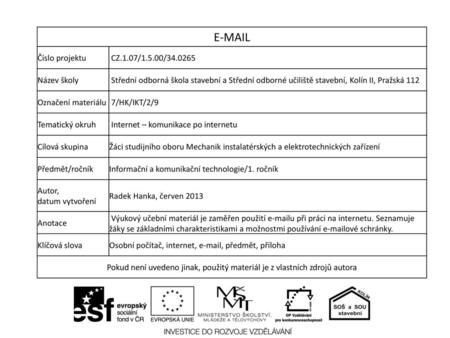 Číslo projektu CZ.1.07/1.5.00/ Název školy