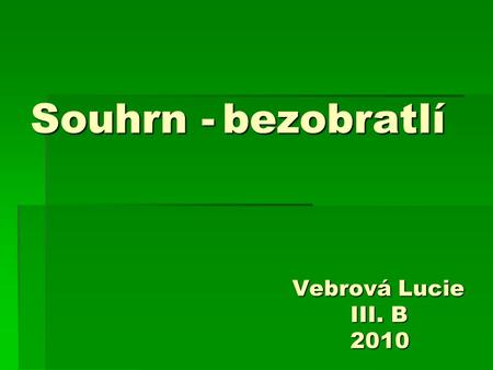 Souhrn - bezobratlí Vebrová Lucie III. B 2010