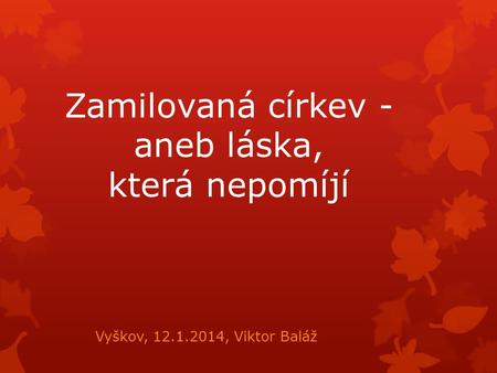 Zamilovaná církev - aneb láska, která nepomíjí Vyškov, 12.1.2014, Viktor Baláž.