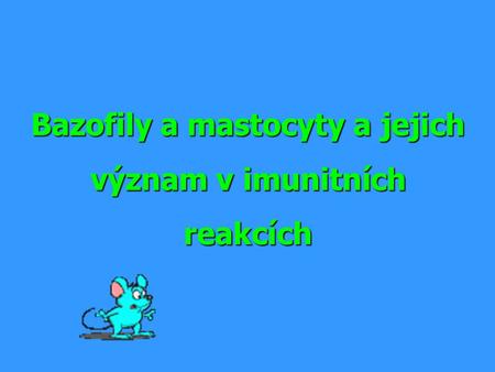 Bazofily a mastocyty a jejich význam v imunitních reakcích