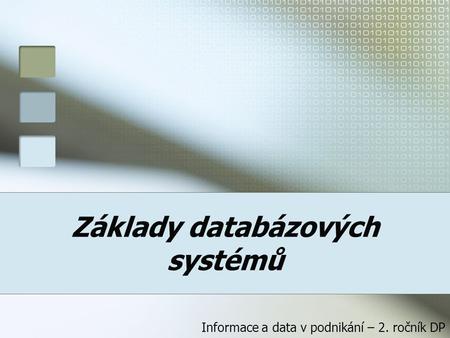 Základy databázových systémů