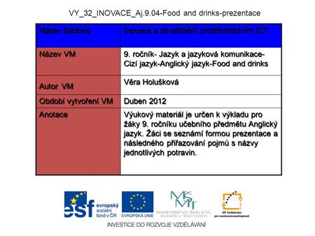 VY_32_INOVACE_Aj.9.04-Food and drinks-prezentace