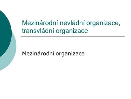 Mezinárodní nevládní organizace, transvládní organizace