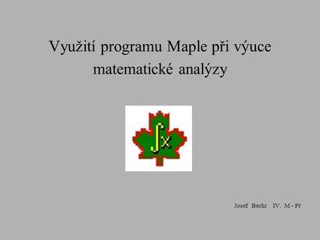 Využití programu Maple při výuce matematické analýzy