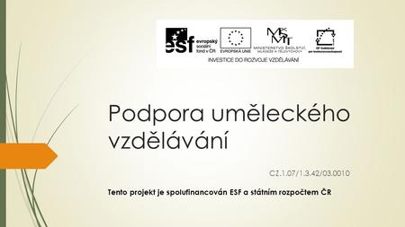 Podpora uměleckého vzdělávání CZ.1.07/1.3.42/03.0010 Tento projekt je spolufinancován ESF a státním rozpočtem ČR.
