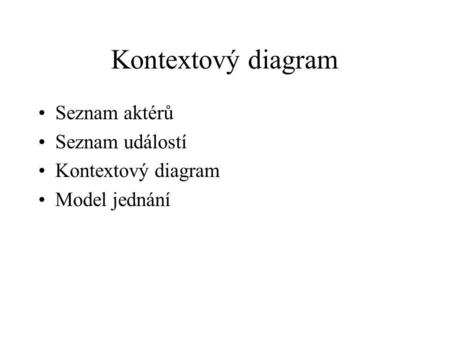 Kontextový diagram Seznam aktérů Seznam událostí Kontextový diagram