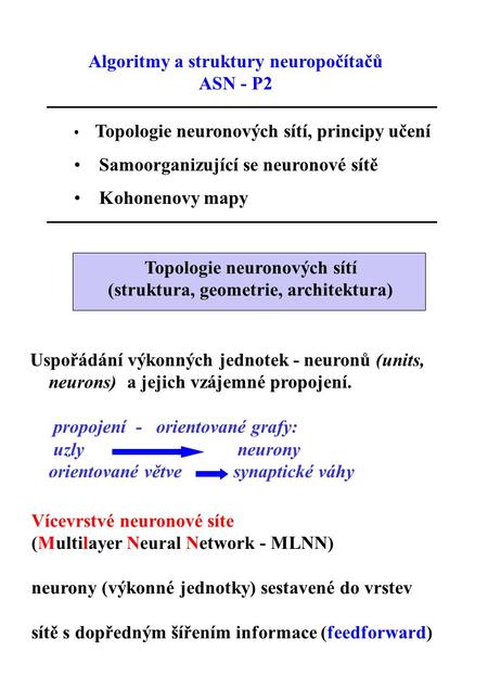 Topologie neuronových sítí (struktura, geometrie, architektura)