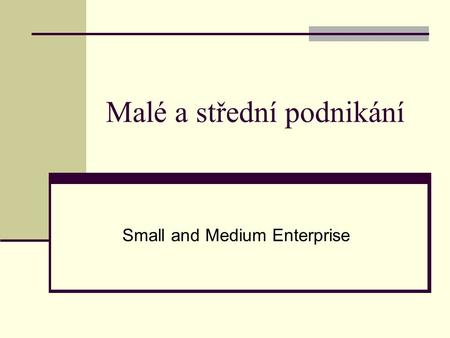 Malé a střední podnikání Small and Medium Enterprise.