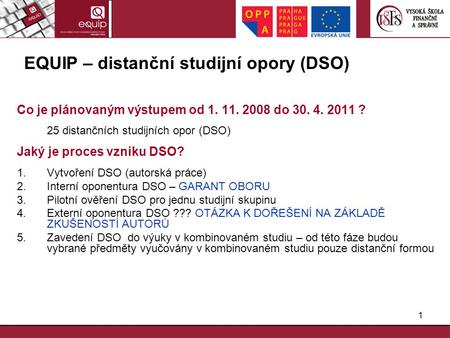 EQUIP – distanční studijní opory (DSO)