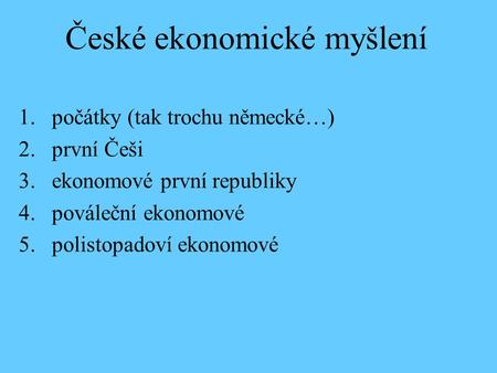 České ekonomické myšlení