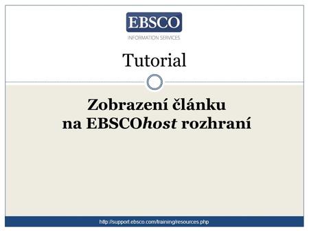 Tutorial Zobrazení článku na EBSCOhost rozhraní