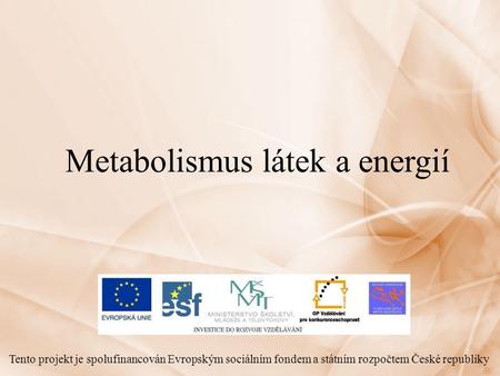 Metabolismus látek a energií