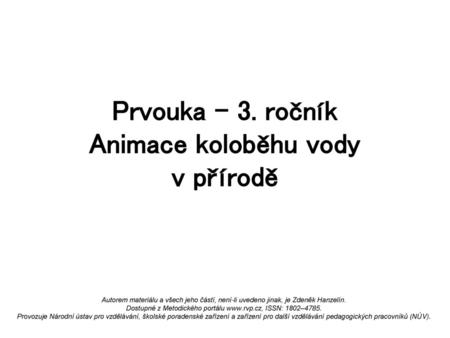 Prvouka – 3. ročník Animace koloběhu vody v přírodě