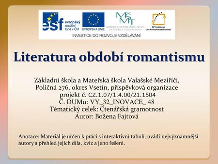 Literatura období romantismu