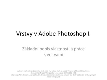 Vrstvy v Adobe Photoshop I.