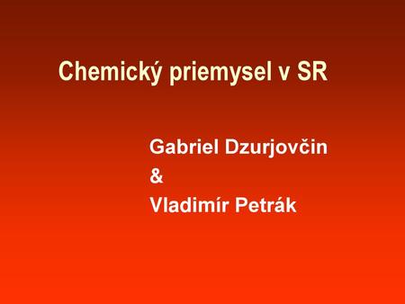 Chemický priemysel v SR