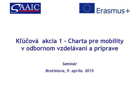 Kľúčová akcia 1 – Charta pre mobility v odbornom vzdelávaní a príprave