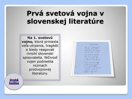 Prvá svetová vojna v slovenskej literatúre