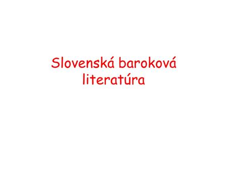 Slovenská baroková literatúra