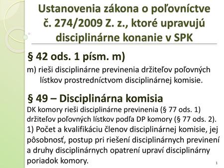 Ustanovenia zákona o poľovníctve č. 274/2009 Z. z