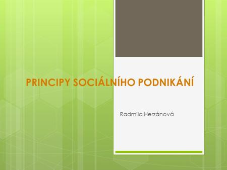 Principy sociálního podnikání