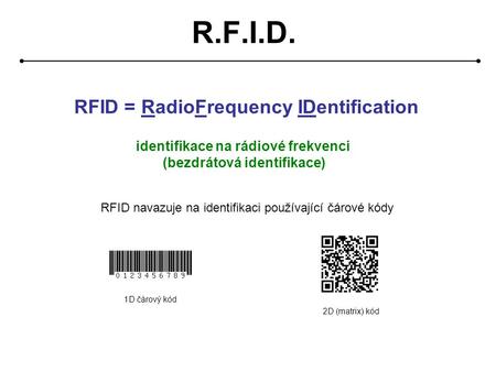 R.F.I.D. RFID = RadioFrequency IDentification